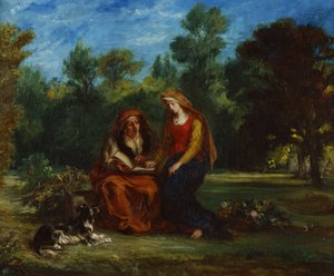 De opvoeding van de Maagd, 1852 door Ferdinand Victor Eugene Delacroix