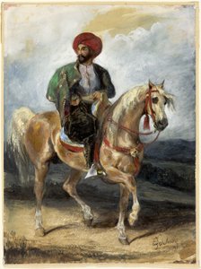 De Turkse Ruiter, ca. 1834 (gouache en aquarel op papier) door Ferdinand Victor Eugene Delacroix