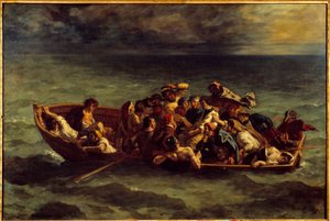 Het zinken van Don Juan. Illustratie van het boek door George Gordon Byron genaamd Lord Byron (1788-1824) Don Juan, zang II door Ferdinand Victor Eugene Delacroix