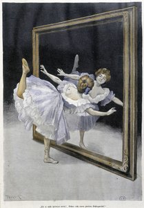 Klassieke dans: danser doet oefeningen voor een spiegel - n.d., Duitse doc.