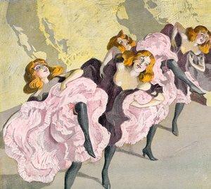 De Cancan, naar Ferdinand Von Reznicek c.1906. Uit Illustrierte Sittengeschichte vom Mittelalter bis zur Gegenwart door Eduard Fuchs, gepubliceerd 1909. door Ferdinand von Reznicek