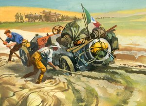 Tienduizend mijl autorace (gouache op papier)