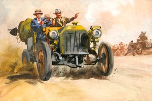 Tienduizend mijl autorace (gouache op papier)