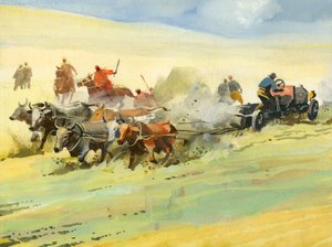 Tienduizend mijl autorace (gouache op papier)