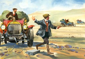 Tienduizend mijl autorace (gouache op papier) door Ferdinando Tacconi