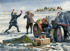 Tienduizend mijl autorace (gouache op papier)