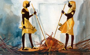 De twee wachters die het graf van Toekankhamon bewaken door Ferdinando Tacconi