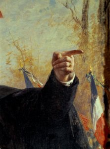Hand. Detail van het portret van Paul Déroulède (1846-1914), Franse nationalistische militant, wijzend met zijn vinger. Schilderij door Fernand Cormon (1845-1924)