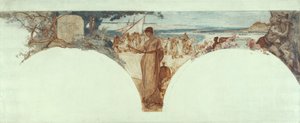 Schets voor de Salon des Lettres, Hôtel de Ville, Parijs: Geschiedenis van het schrijven, de oude tijden, ca. 1889 door Fernand Cormon