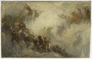 Schets voor het paleontologie amfitheater in het Parijse Museum voor Natuurgeschiedenis: Menselijke Rassen (Plafond) door Fernand Cormon