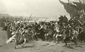 De overwinnaars van Salamis (gravure)