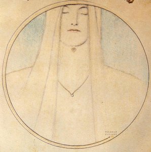 Hoofd van een vrouw door Fernand Khnopff