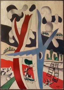 Landschap met blauwe boom door Fernand Leger