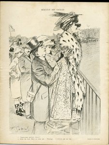Illustratie van Gottlob (1873-1935) in Le Lire, 21/12/07 - Resultaten van races - Liefde, Mode, Leven van de rijken, Hippisme - Vrouwen