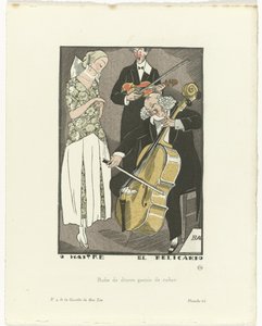 Gazette du Bon Ton, 1920 - No. 9, Pl. 66: O Maitre el Relicario / Avondjurk versierd met lint