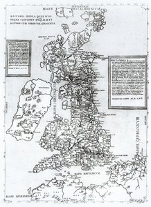 Britania Insula quae dup Regna continet Angliam et Scotiam cum Hibernia adiacente, gegraveerd door Paulo Forlani, 1562