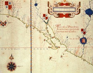 Kaart van Mexico en Neder-Californië, uit een atlas, 1571