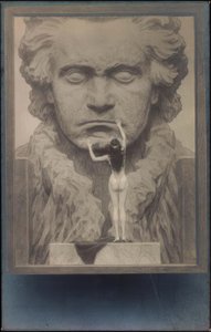 Achteraanzicht van een naakt voor een portret van Beethoven door Fidus