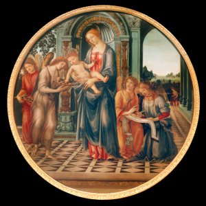 Maria met kind, engelen en Johannes de Doper