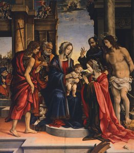 Mystieke bruiloft van Sint-Catharina van Alexandrië, door Filippino Lippi (1457 ca- 1504), olieverf op paneel, Basiliek van San Domenico, Bologna door Filippino Lippi