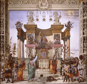 St. Philip die de demon uit de tempel van Mars verdrijft, zuidmuur van de Strozzi-kapel, ca. 1497-1502 door Filippino Lippi