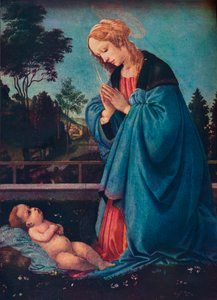 De Madonna aanbidt het Christuskind, 15e eeuw, 1910 door Filippino Lippi
