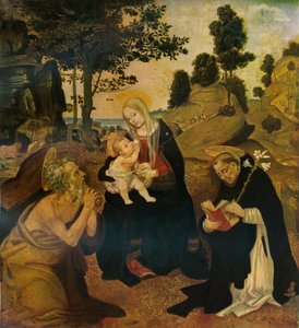 De Maagd en het Kind met de Heiligen Hiëronymus en Dominicus, ca. 1485, 1911 door Filippino Lippi