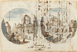 Architectonische fantasieën met tempels en piramides door Filippo Juvarra