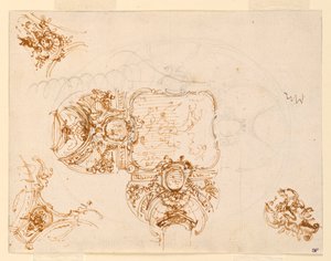 Plafondontwerp voor de Salone di Stupinigi (Hoofdhall van de Jachtlodge) door Filippo Juvarra