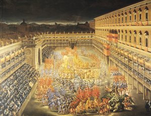 Festival ter ere van Koningin Christina (1626-89) van Zweden in het Palazzo Barberini door Filippo Lauri