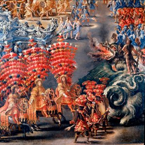 Feest in Palazzo Barberini ter ere van Christina van Zweden, op 28/02/1656 (detail). Schilderij door Filippo Lauri (1623-1694) en Filippo Gagliardi (overleden 1659). 17e eeuw Rome, Museum van Rome door Filippo Lauri