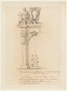 Tekening, Ontwerp voor een poort, voor de ontvangst van paus Pius VI op terugreis uit Duitsland, in Ancona, mei 1782 door Filippo Marchionni