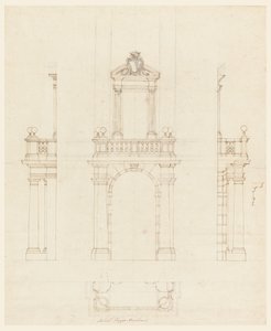 Tekening, Deurkast en kozijn van een deur, 1750-75 door Filippo Marchionni
