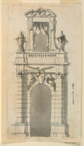 Tekening, De verhoging van het onderste centrale deel van een herenhuis, 1770-85 door Filippo Marchionni