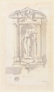 Nis met een Beeld van een Vrouwelijke Heilige door Filippo Marchionni