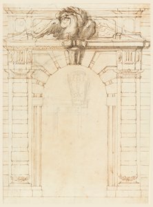 Portaal (recto); Portret van een jonge krijger (verso) door Filippo Marchionni