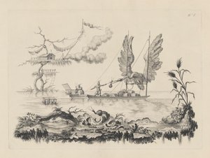 Boot met vleugels als zeil door Filippo Morghen