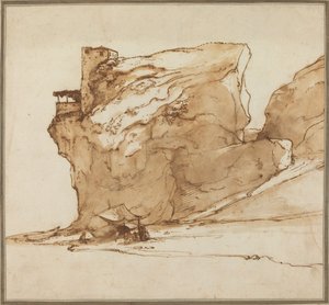 Landschap met een grote rots