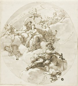 Plafond met Bacchus, Ariadne, Diana en Minerva