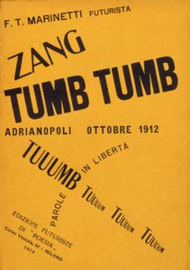Omslag van het boek door Filippo Tommaso Marinetti "Zang Tumb Tumb" uit 1912 door Filippo Tommaso Emilio Marinetti