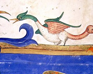 Missaal 515 f.72v Fantastische vogel met aapgezichtige staart, detail uit een Koorboek uitgevoerd voor 1449 (detail)