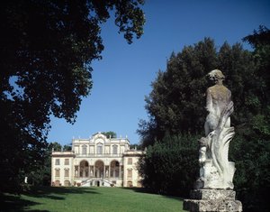 Uitzicht op Villa Mansi door Filippo or Juvara Juvarra