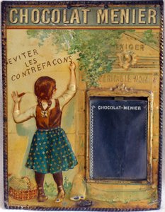 Reclamebord van chocolade Menier, ca. 1900 (emaille) door Firmin (after) Bouisset