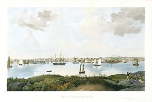 Uitzicht op Gloucester, Mass., ca. 1856 door Fitz Henry (attr.to) Lane