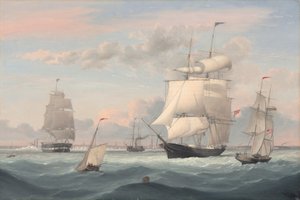 Haven van New York, 1852 door Fitz Hugh Lane