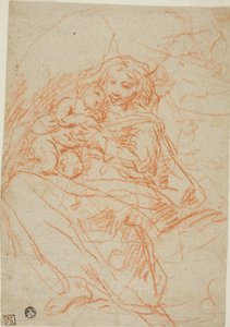 Maagd en kind (recto); Deel van altaarschets (verso) door Flaminio Torre