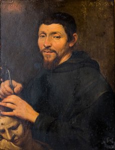 Een geestelijke die de trepanoperatie uitvoert