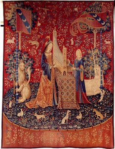 Het gehoor (Dame met de Eenhoorn) door Flemish School