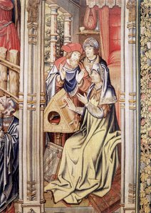 Davids gordijn (detail), facsimile van het Wandtapijt van de School van Brussel (1510-1515). door Flemish School