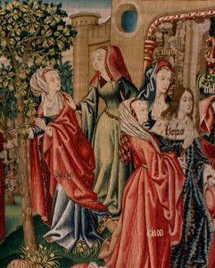 Ondeugden leiden de mens naar zonde (Los Vicios conducen al Hombre al pecado). Tweede wandtapijt in de serie. Ca 1510. door Flemish School